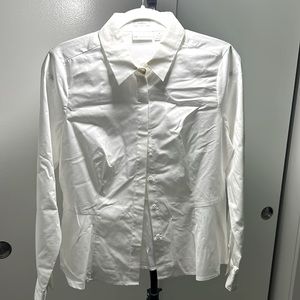 Crisp white long sleeve button down shirt by Liz Claiborne.